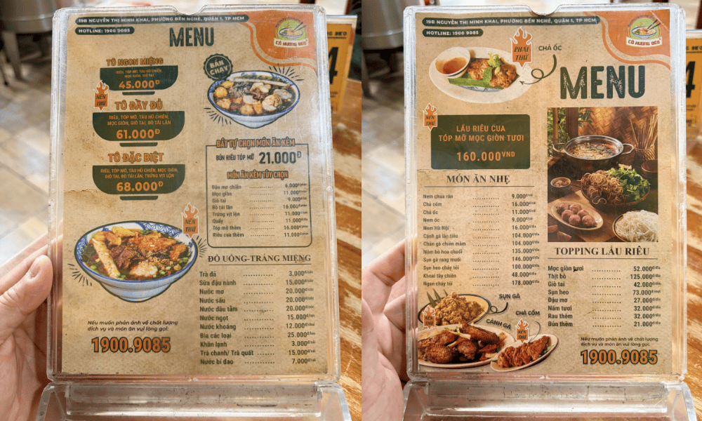 Bún riêu tóp mỡ mọc giòn Cô Hương Béo - Quận 1